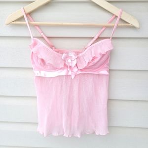 ➕NWOT➕ Sizma Pleated Pink Camisole, sheer